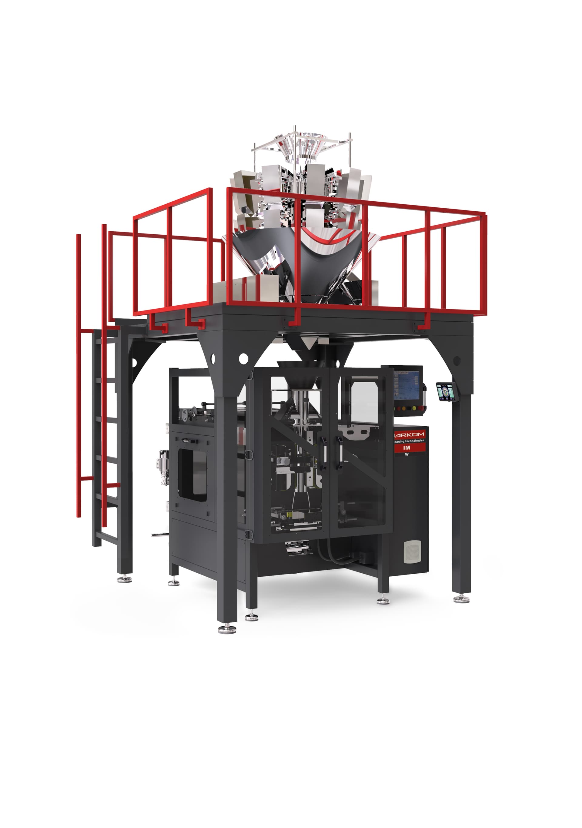 Packaging machine with multihead weigher
